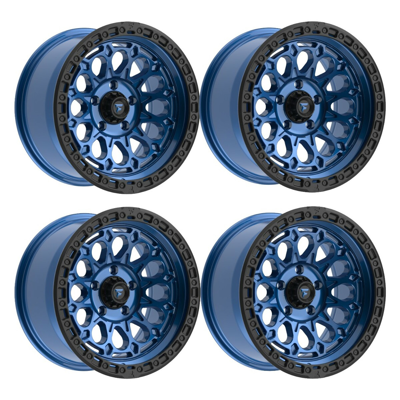 Set 4 17" Fittipaldi Off Road FT101BLB 17x9 Blue Black Wheels 6x135 -12mm Rims