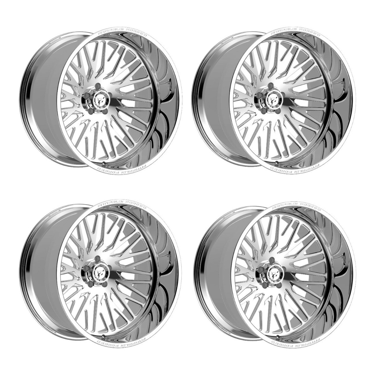 Set 4 24" Fittipaldi Off Road FTF500P 24x14 Polished 5x5 Wheels -76mm Truck Rims