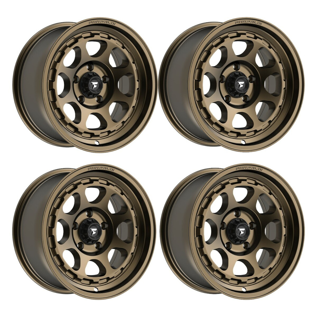 Set 4 17" Fittipaldi Off Road FT103Z 17x8.5 Satin Bronze Wheels 6x5.5 00mm Rims