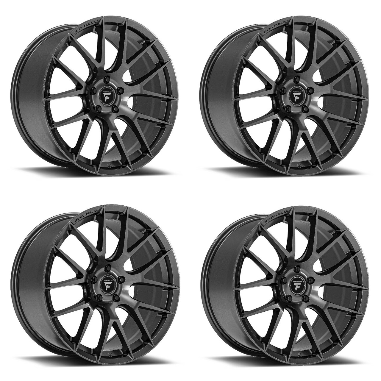 Set 4 19" Fittipaldi 360G 19x8.5 Gloss Graphite 5x112 Wheels 45mm Rims