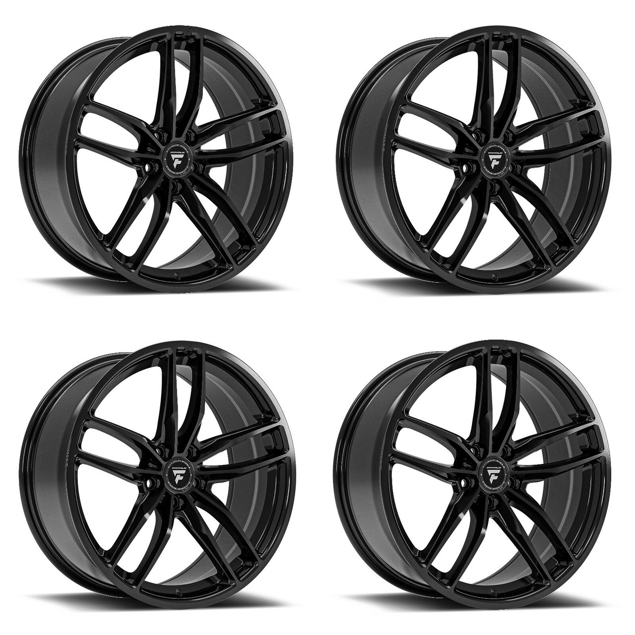 Set 4 18" Fittipaldi 361B 18x8 Gloss Black 5x112 Wheels 25mm Rims
