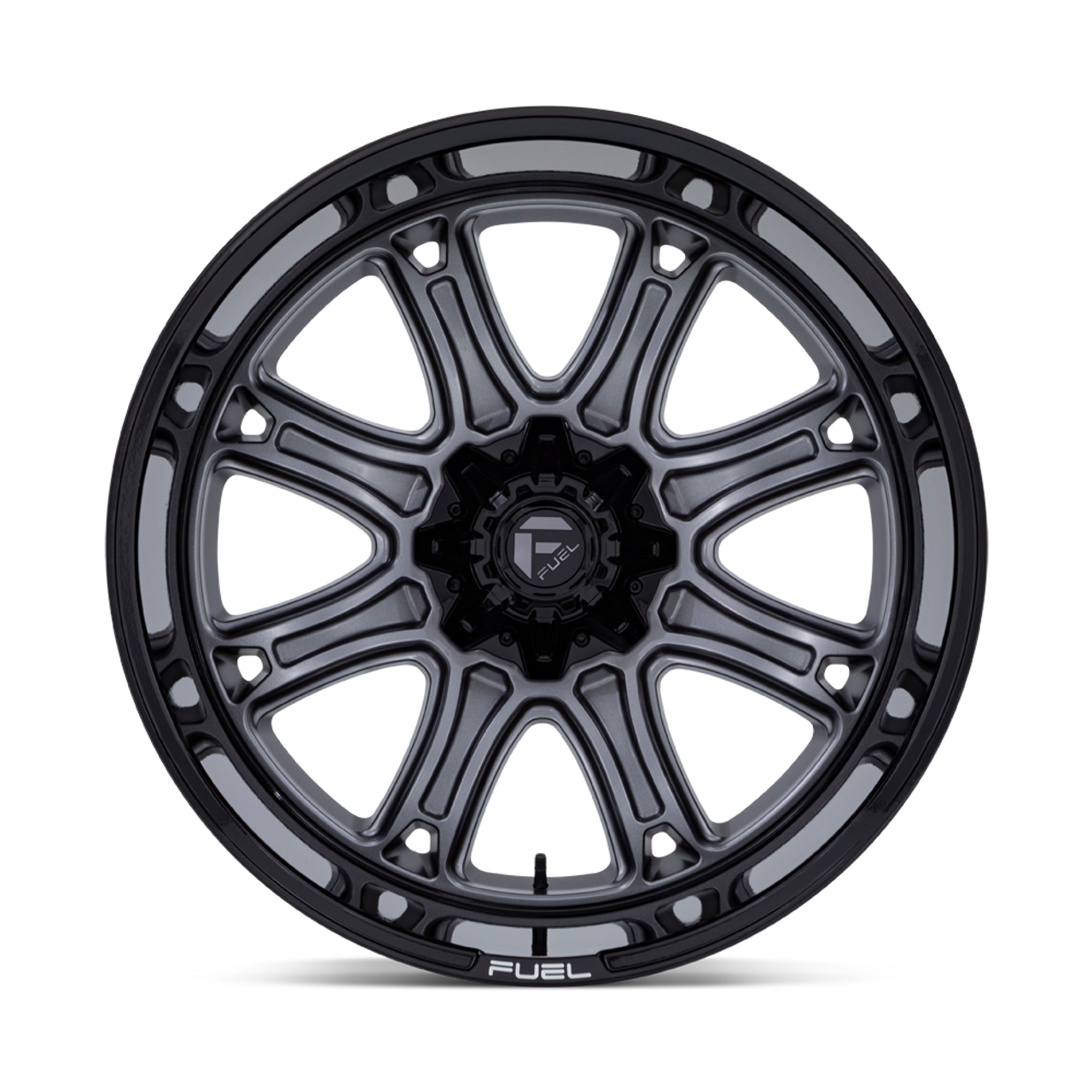 20" Fuel 1PC Darkstar 20x9 8x180 1mm Matte Gunmetal Black Lip For Chevy GMC Rim