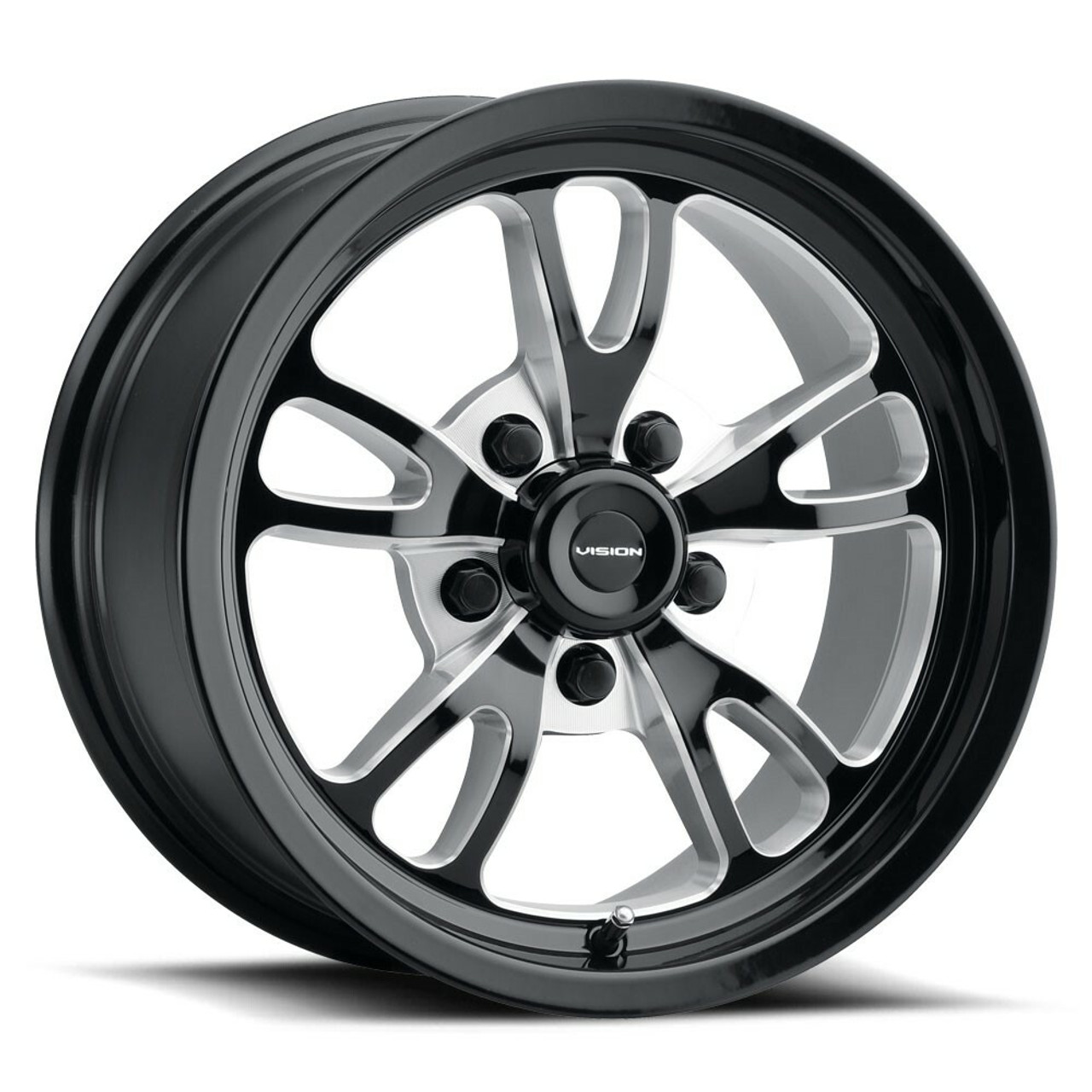 Set 4 15" Vision American Muscle 149 Patriot Gloss Black Milled 5x5 Wheels 0mm