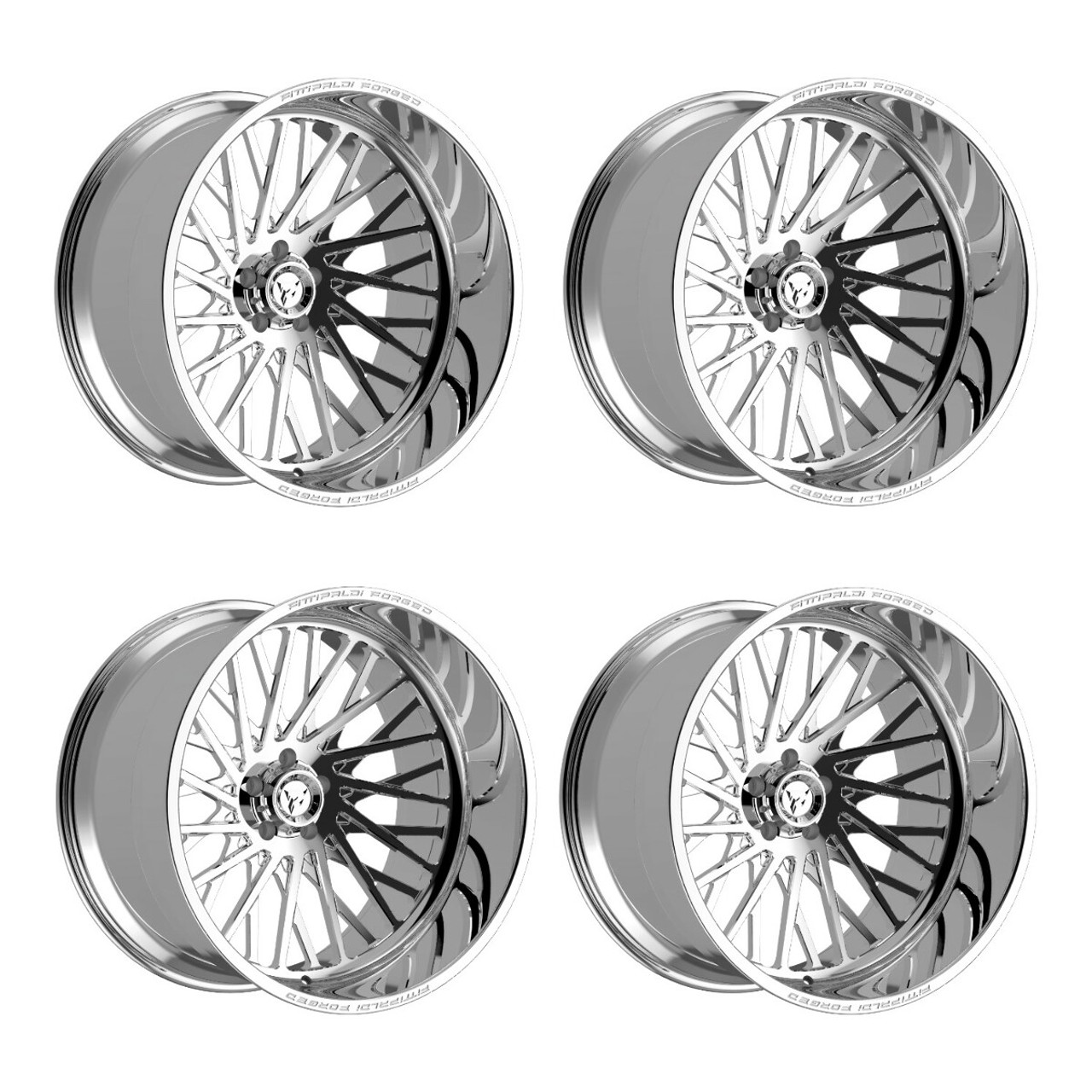 Set 4 26" Fittipaldi Off Road FTF501P 26x16 Polished 8x6.5 Wheels -101mm Rims