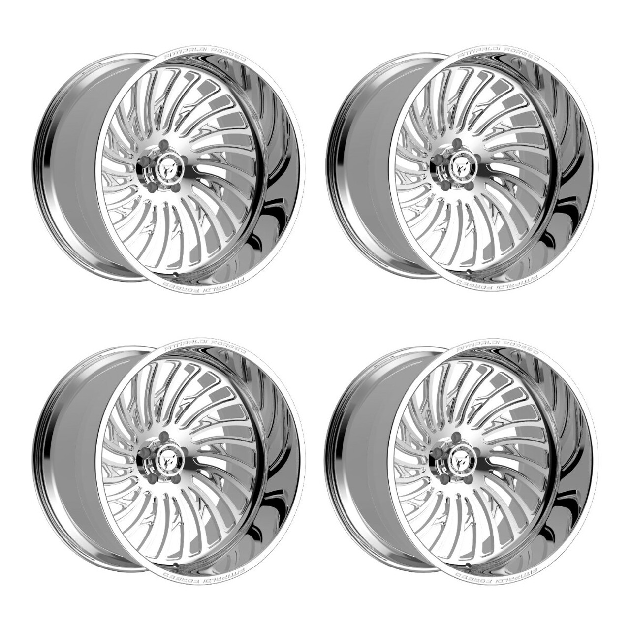 Set 4 24" Fittipaldi Off Road FTF507P 24x14 Polished 5x5 Wheels -76mm Truck Rims