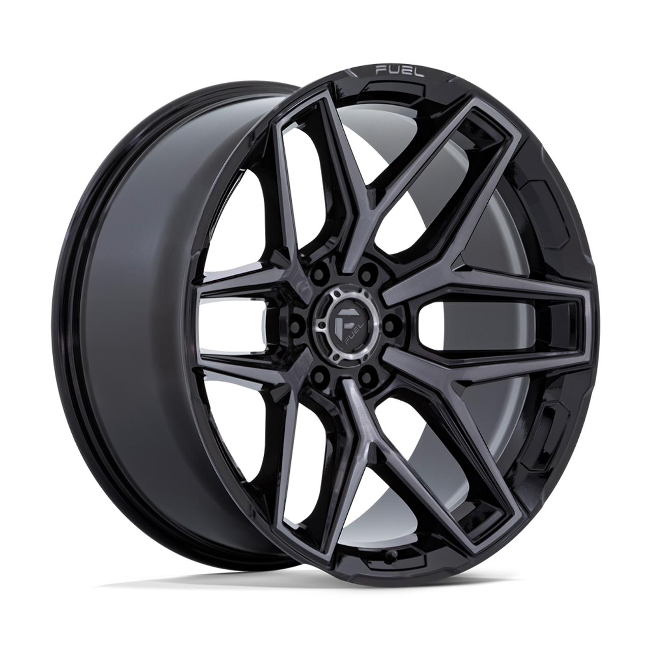 Set 4 Fuel  Flux 20x9 6x120 Gloss Black Brushed Face Gray Tint Wheels 20" 20mm