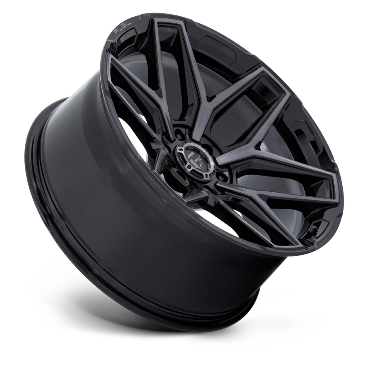 Set 4 Fuel  Flux 20x9 6x120 Gloss Black Brushed Face Gray Tint Wheels 20" 20mm