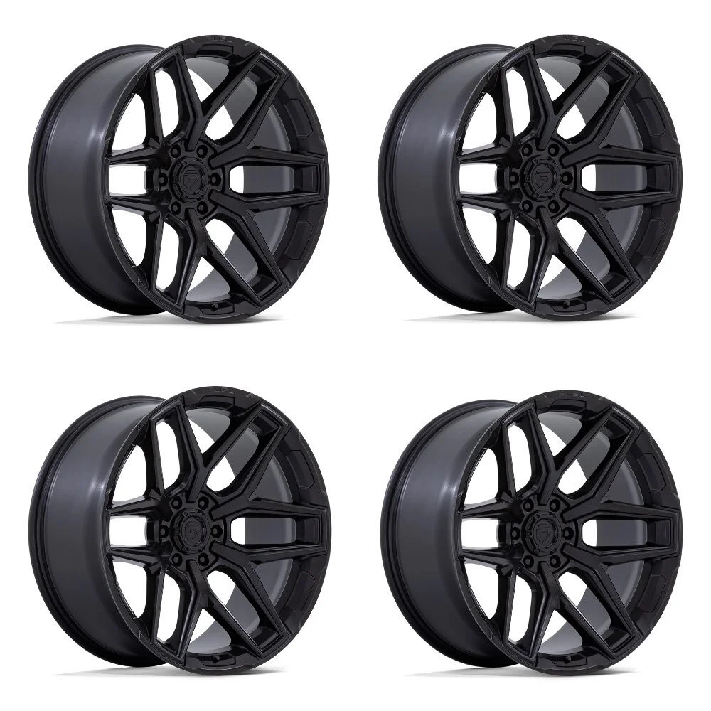 Set 4 18" Fuel Flux 18x9 6x135 1mm Blackout Wheels For Ford Lincoln Truck Rims