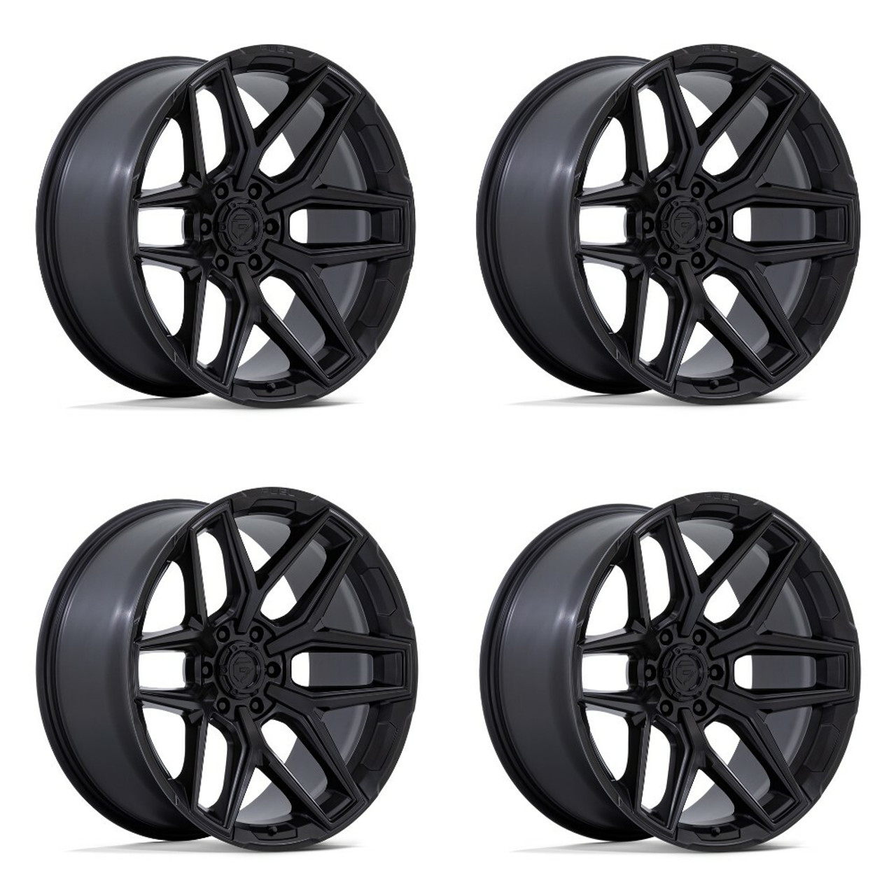 Set 4 Fuel Flux 22x10 6x135 Blackout Wheels 22" -18mm Rims