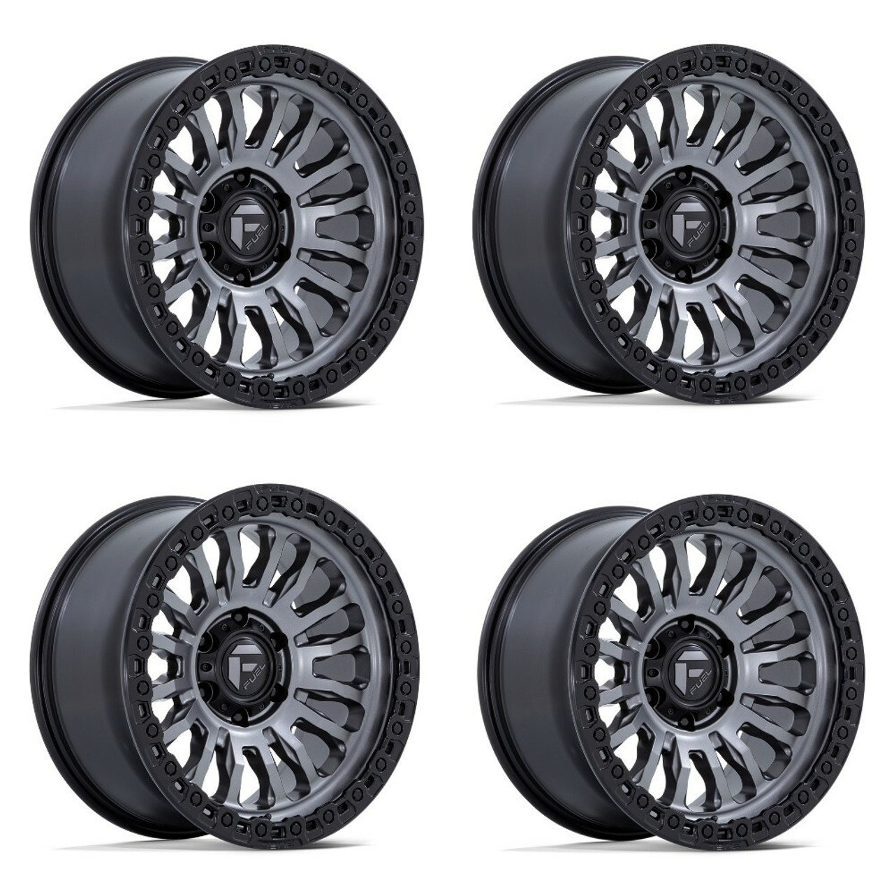 Set 4 Fuel  FC857 Rincon 20x10 5x5 Matte Gunmetal Black Lip Wheels 20" -18mm