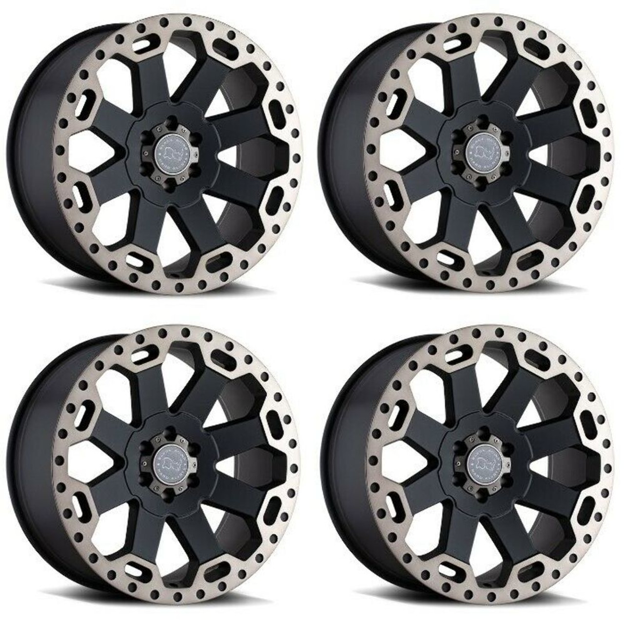 Set 4 Black Rhino Warlord 17x9 8x170 Black W  Machined Tint Wheels 17" 12mm