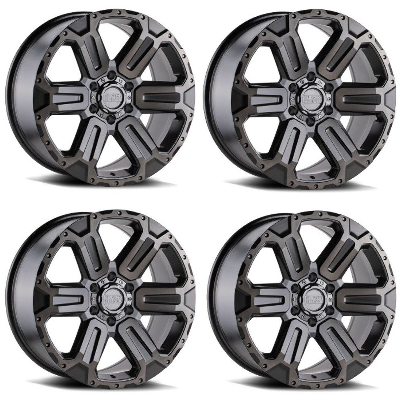 Set 4 Black Rhino Wanaka 18x9 6x5.5 Gunmetal Brushed & Gunmetal Wheels 18" 12mm