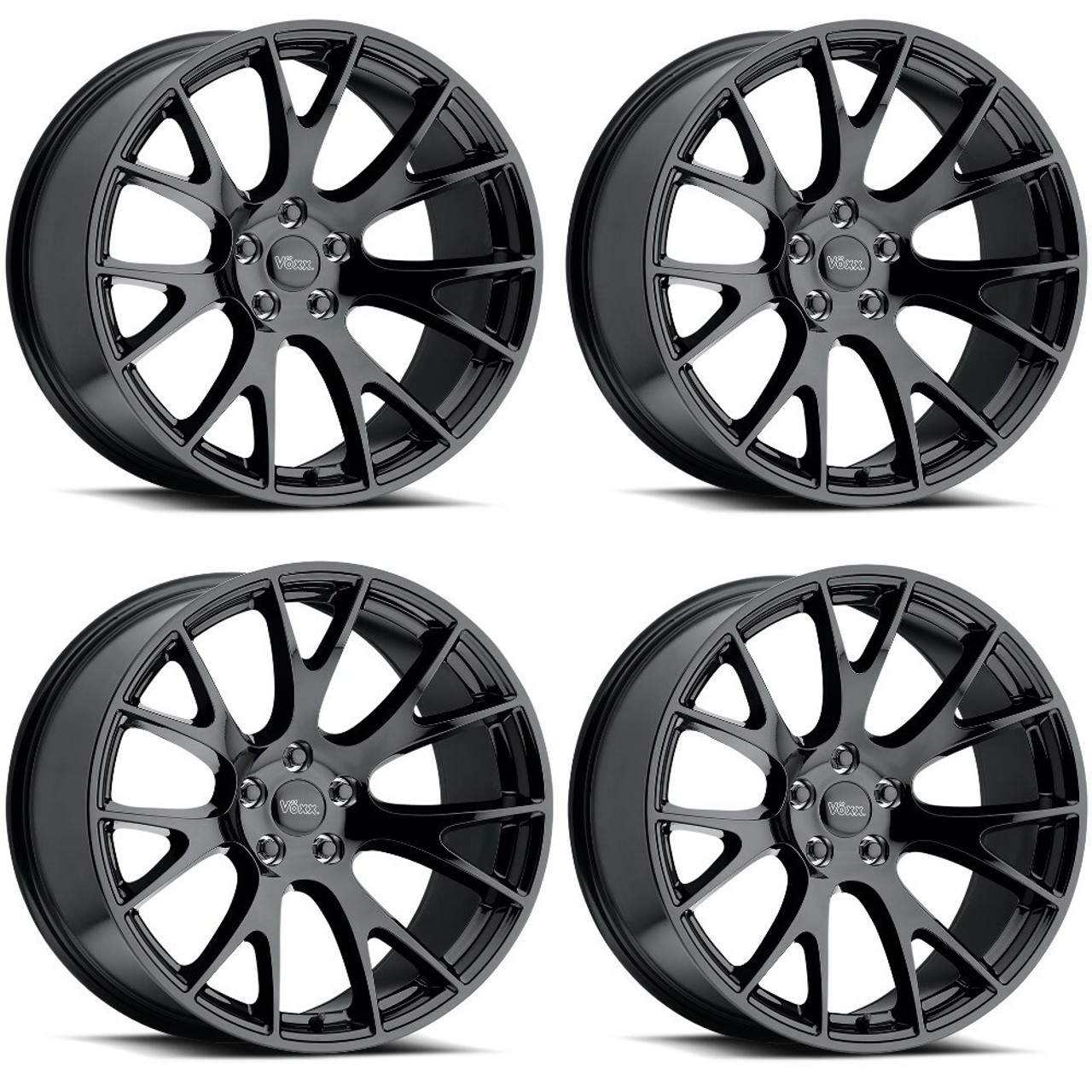 Set 4 22" Voxx Replica Hellcat Gloss Black Wheels 22x9 5x5 20mm Rims Set 4 22" Voxx Replica Hellcat Gloss Black Wheels 22x9 5x5 20mm Rims