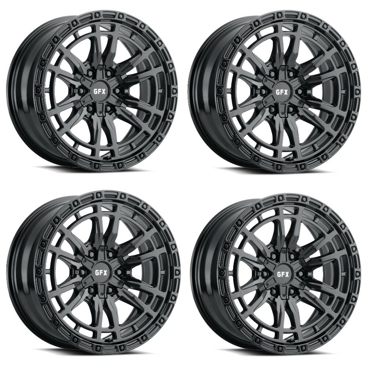 Set 4 20" Voxx G-FX TR-24 Matte Black Wheels 20x9 6x5.5 12mm Truck Suv Rims