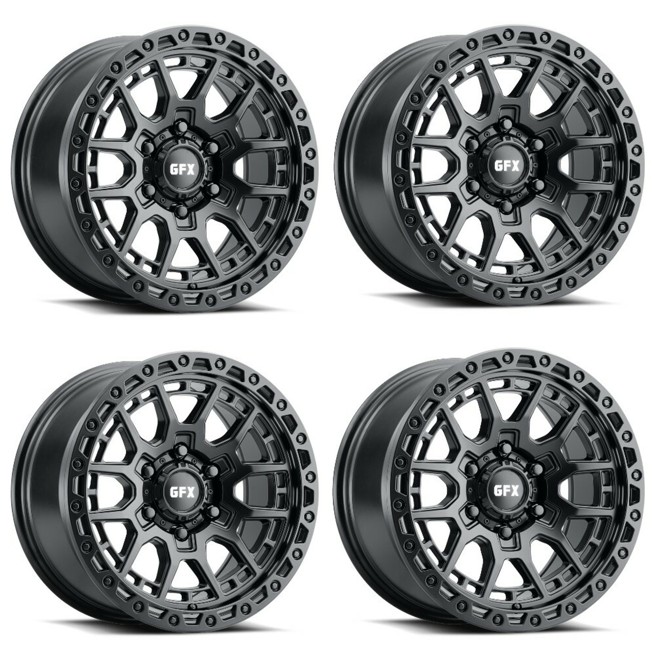 Set 4 20" Voxx G-FX TR-25 Matte Black Wheels 20x9 6x5.5 12mm Truck Suv Rims