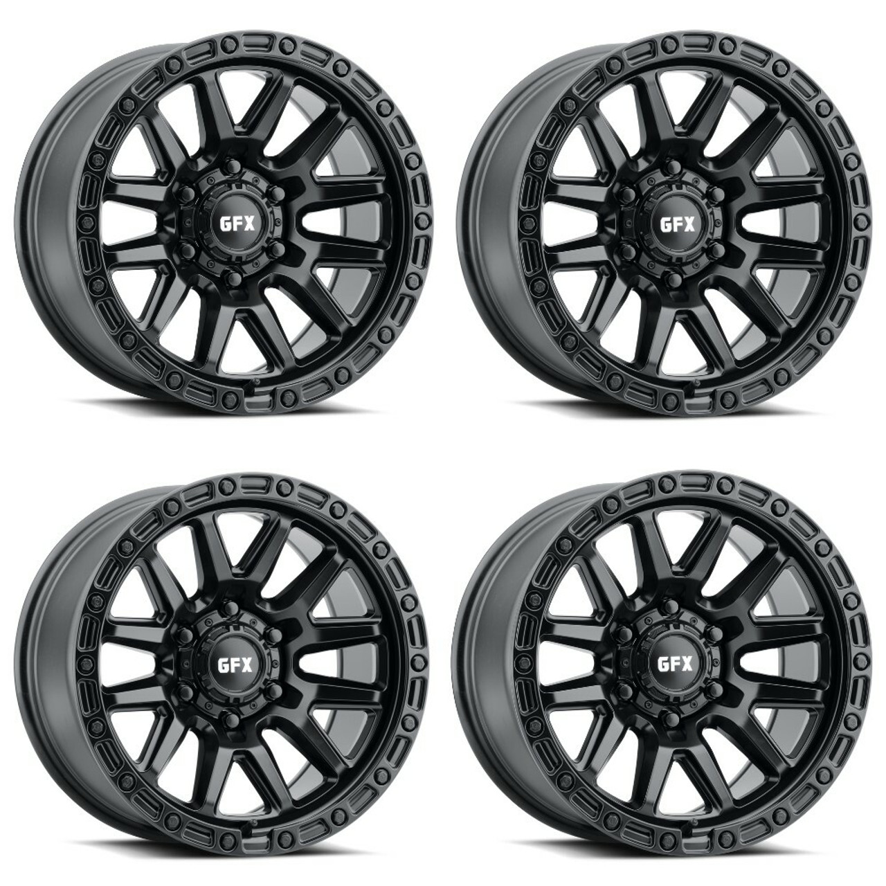 Set 4 20" Voxx G-FX T26 Matte Black Wheels 20x9 6x135 12mm For Ford Lincoln Rims