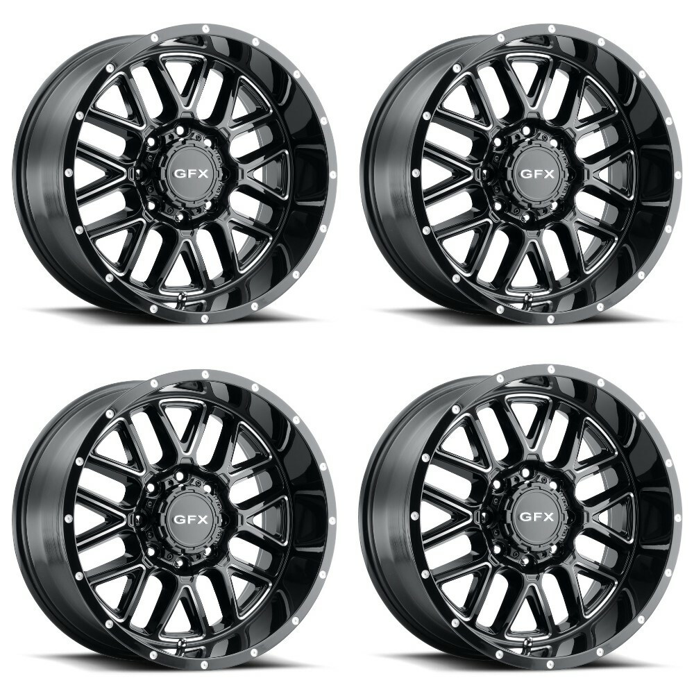 Set 4 18" Voxx G-FX TM-5 Gloss Black Milled Wheels 18x9 6x5.5 0mm Rims