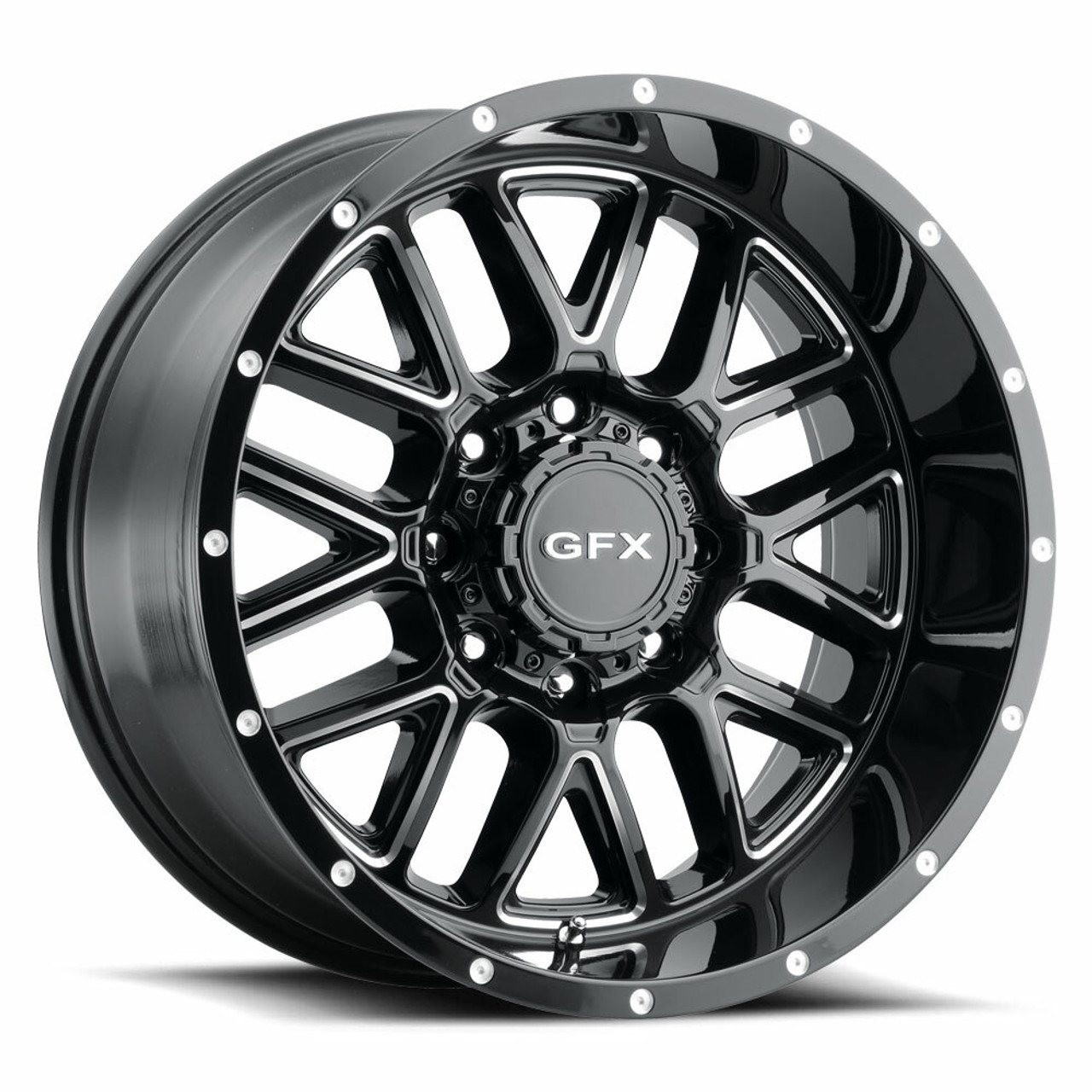 20" Voxx G-FX TM-5 Gloss Black Milled Wheel 20x9 8x180 12mm For Chevy GMC Rim