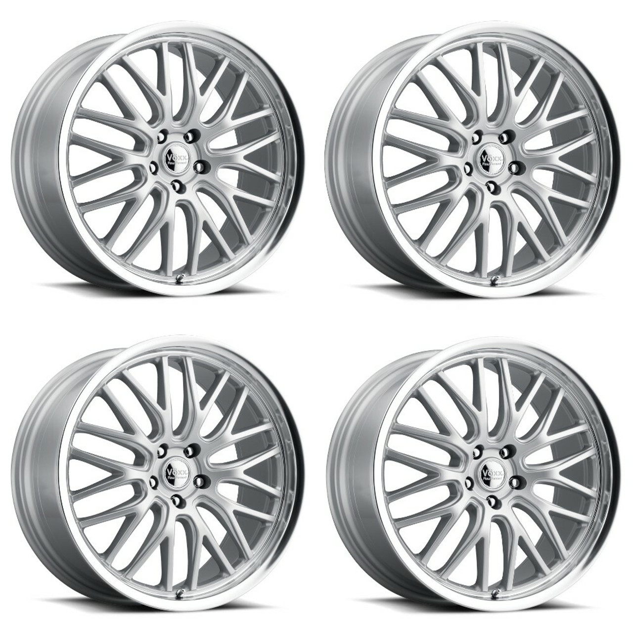 Set 4 19" Voxx Masi Silver Mirror Mach Lip Wheels 19x8.5 5x120 35mm Rims