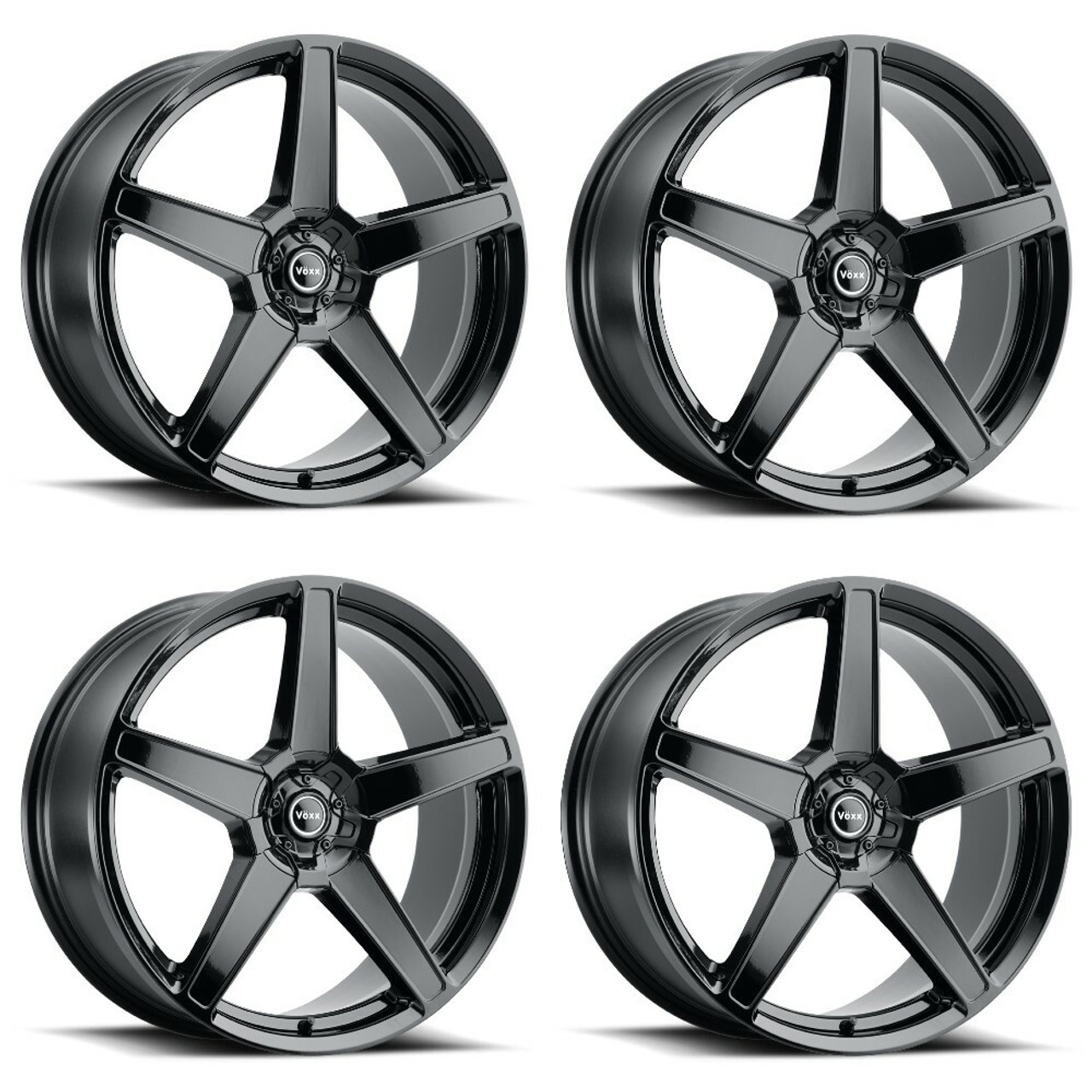 Set 4 20" Voxx MG5 Gloss Black Wheels 20x9 5x112 5x120 32mm Rims