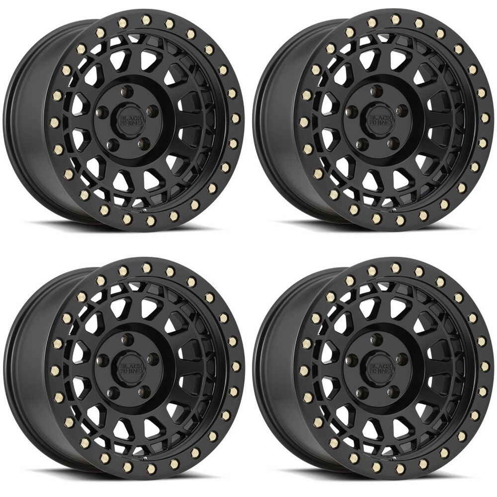 Set 4 Black Rhino Primm 18x9.5 8x6.5 Matte Black W/ Brass Bolts Wheels 18" 0mm