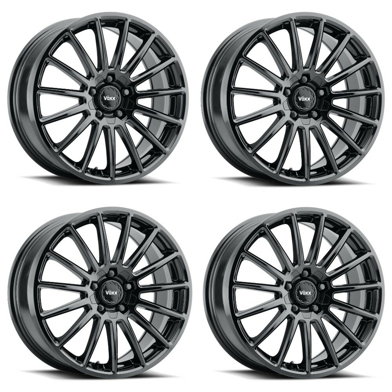 Set 4 16" Voxx Casina Gloss Black Wheels 16x7 5x100 5x4.5 40mm Rims