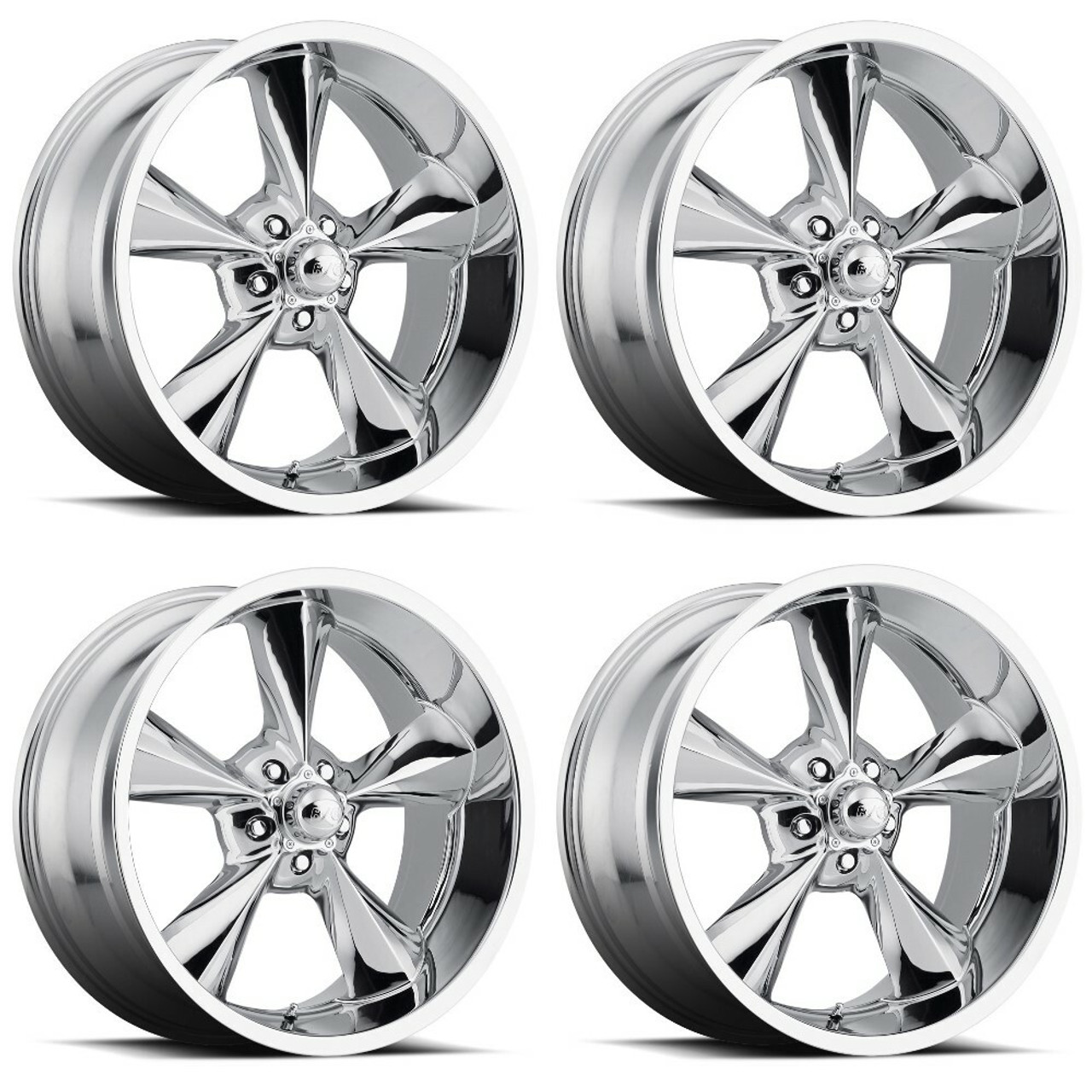 Set 4 15" Voxx B/G Rod Works Old School Chrome Wheels 15x7 5x4.75 0mm Rims