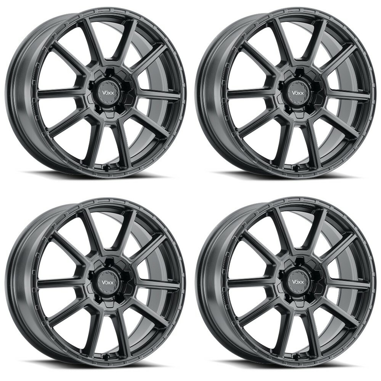 Set 4 15" Voxx Monte Matte Black Wheels 15x7 5x100 5x4.5 15mm Rims