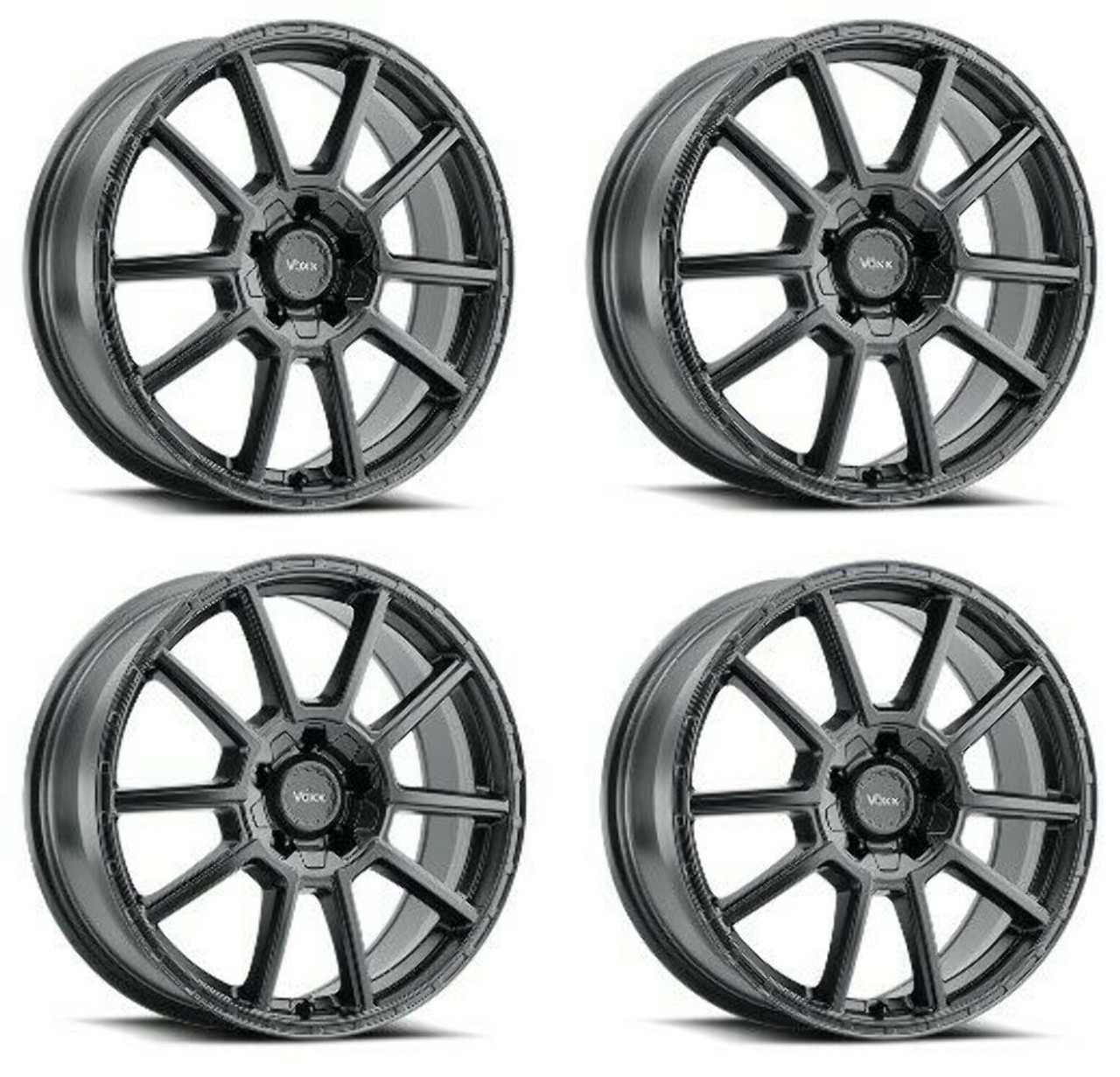 Set 4 16" Voxx Monte Matte Black Wheels 16x7 5x4.25 5x4.5 40mm Rims