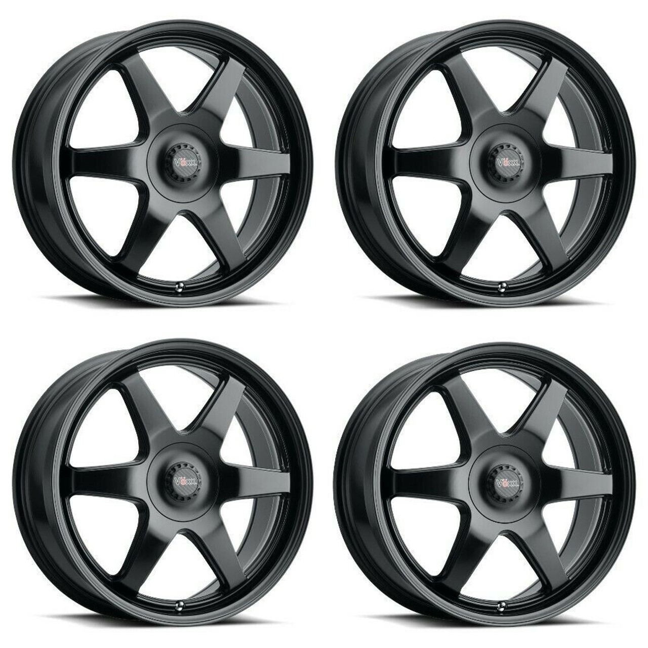 Set 4 18" Voxx Riva Matte Black Wheels 18x8 5x4.25 5x4.5 45mm Rims 5 Lug