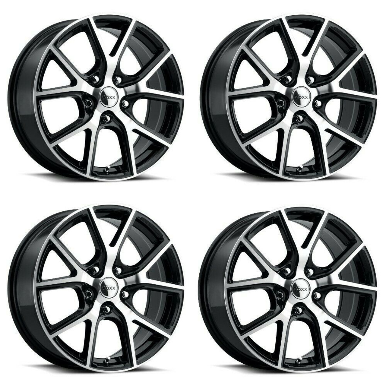 Set 4 18" Voxx Lumi Gloss Black Machined Face Wheels 18x8 5x115 20mm Rims