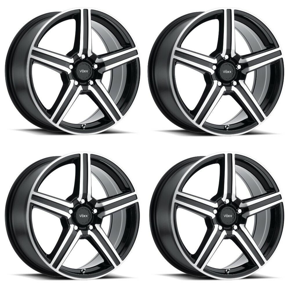 Set 4 18" Voxx Como Gloss Black Mach Face Wheels 18x8 5x112 5x120 45mm Rims