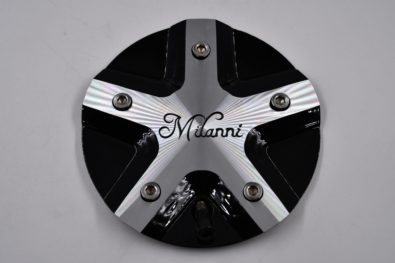 Milanni Gloss Black & Polished Aluminum Wheel Center Cap Hub Cap C457MF-CAP 6.25" Milanni 457