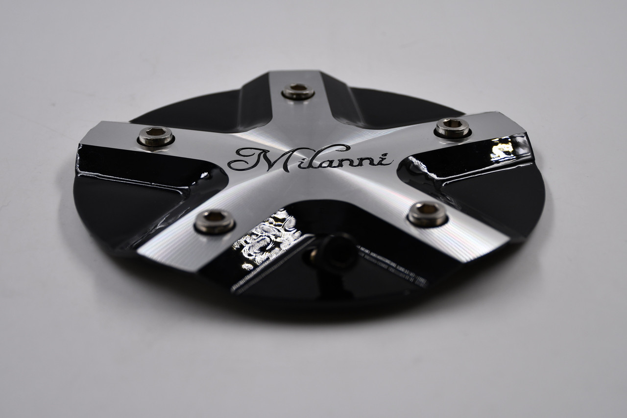 Milanni Gloss Black & Polished Aluminum Wheel Center Cap Hub Cap C457MF-CAP 6.25" Milanni 457