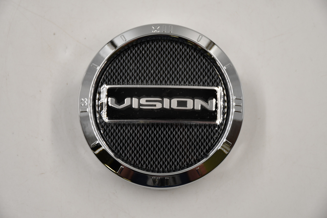 Vision Chrome w/ Black & Chrome Logo Wheel Center Cap Hub Cap C9012-V 3"