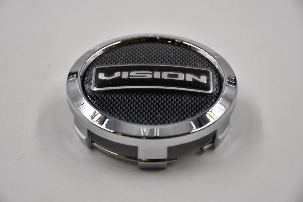 Vision Chrome w/ Black & Chrome Logo Wheel Center Cap Hub Cap C9012-V 3"