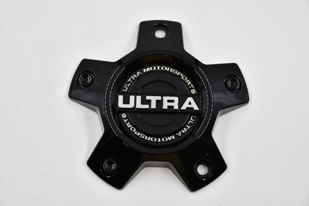Ultra Motorsports Gloss Black w/Chrome Logo Wheel Center Cap Hub Cap A89-9059BK 4.75" 5 Lug