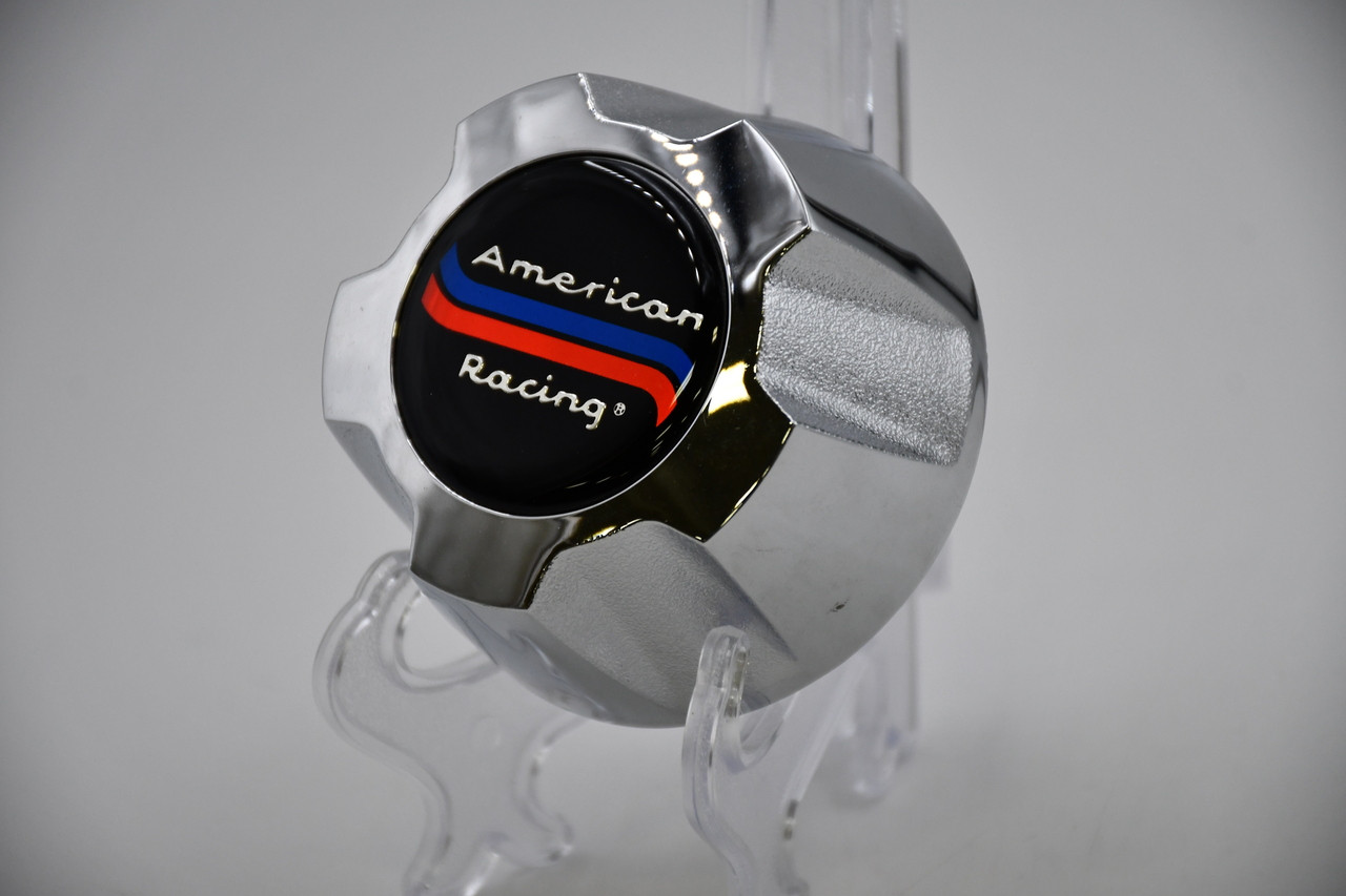 American Racing Chrome w/Black, Red,Blue,Chrome Inset Wheel Center Cap Hub Cap 587C 3"