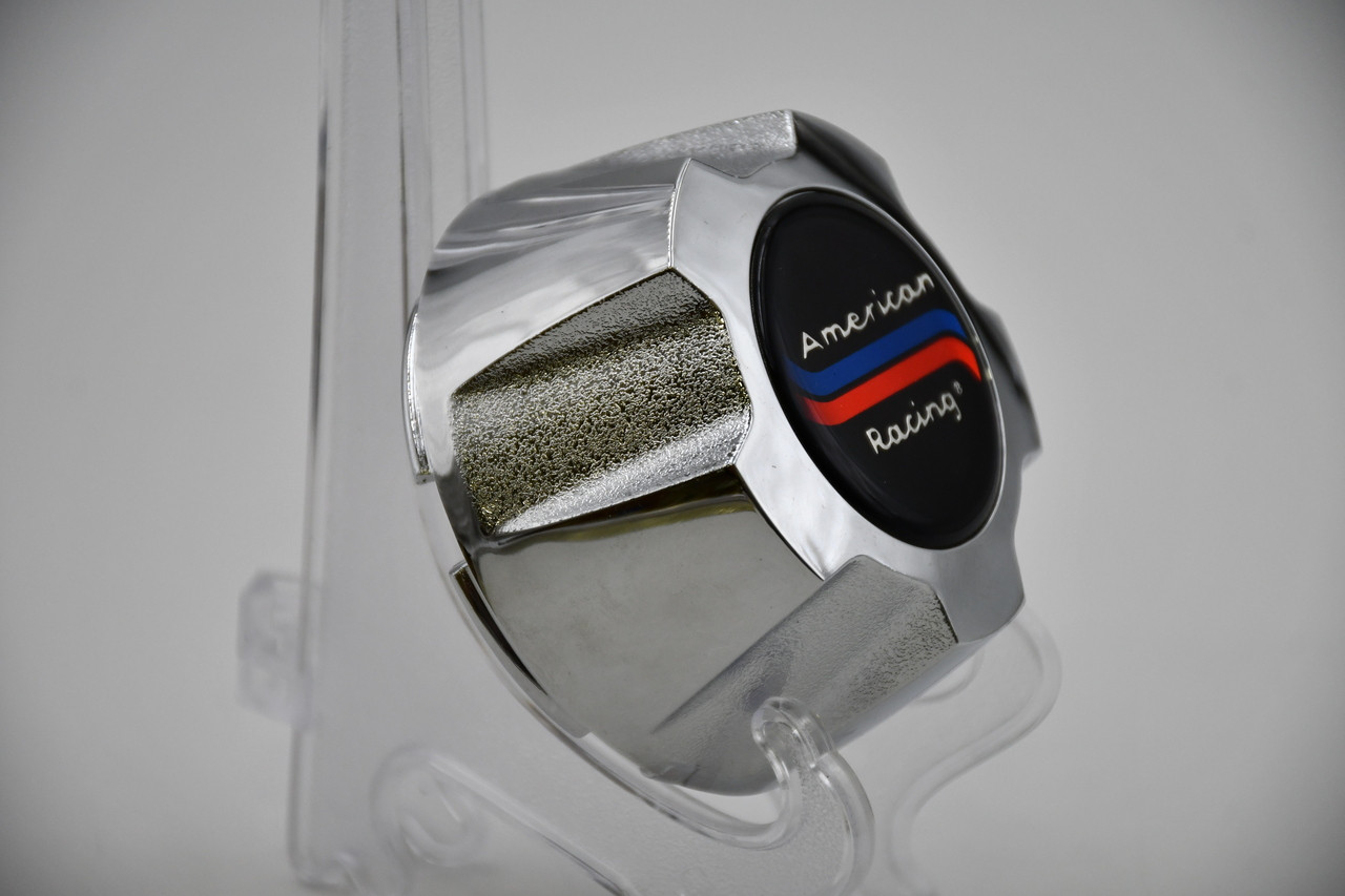 American Racing Chrome w/Black, Red,Blue,Chrome Inset Wheel Center Cap Hub Cap 587C 3"