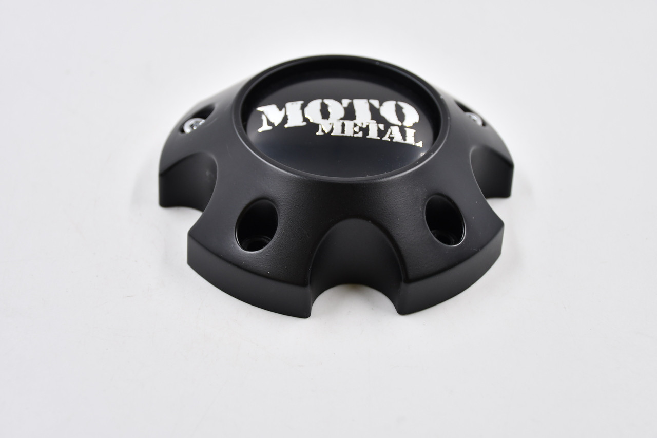 Moto Metal Satin Black w/ Chrome Logo & Cosmetic Screws Wheel Center Cap Hub Cap 1263S04 4.5" 5 Lug