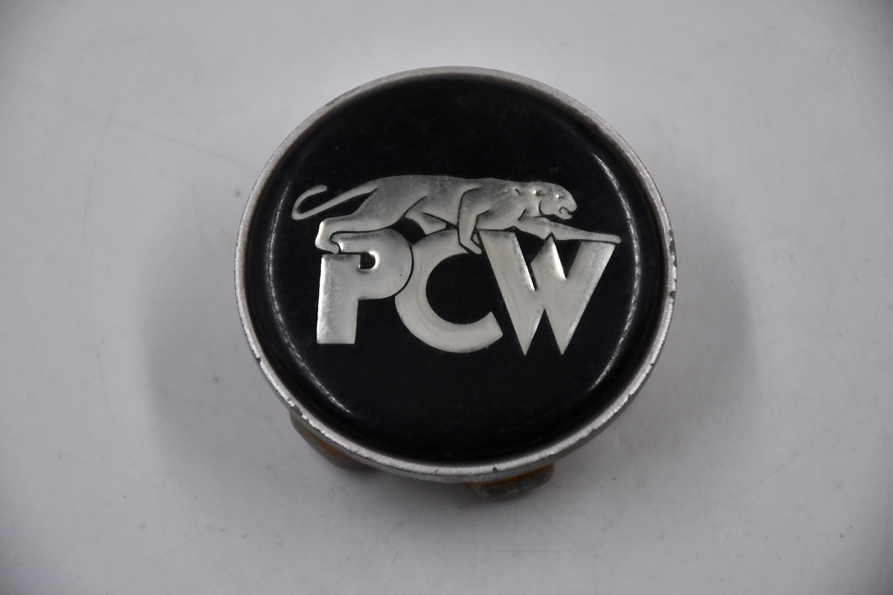PCW Silver Edge w/Black & Chrome Logo Wheel Center Cap Hub Cap PCW/2.375 2.375"