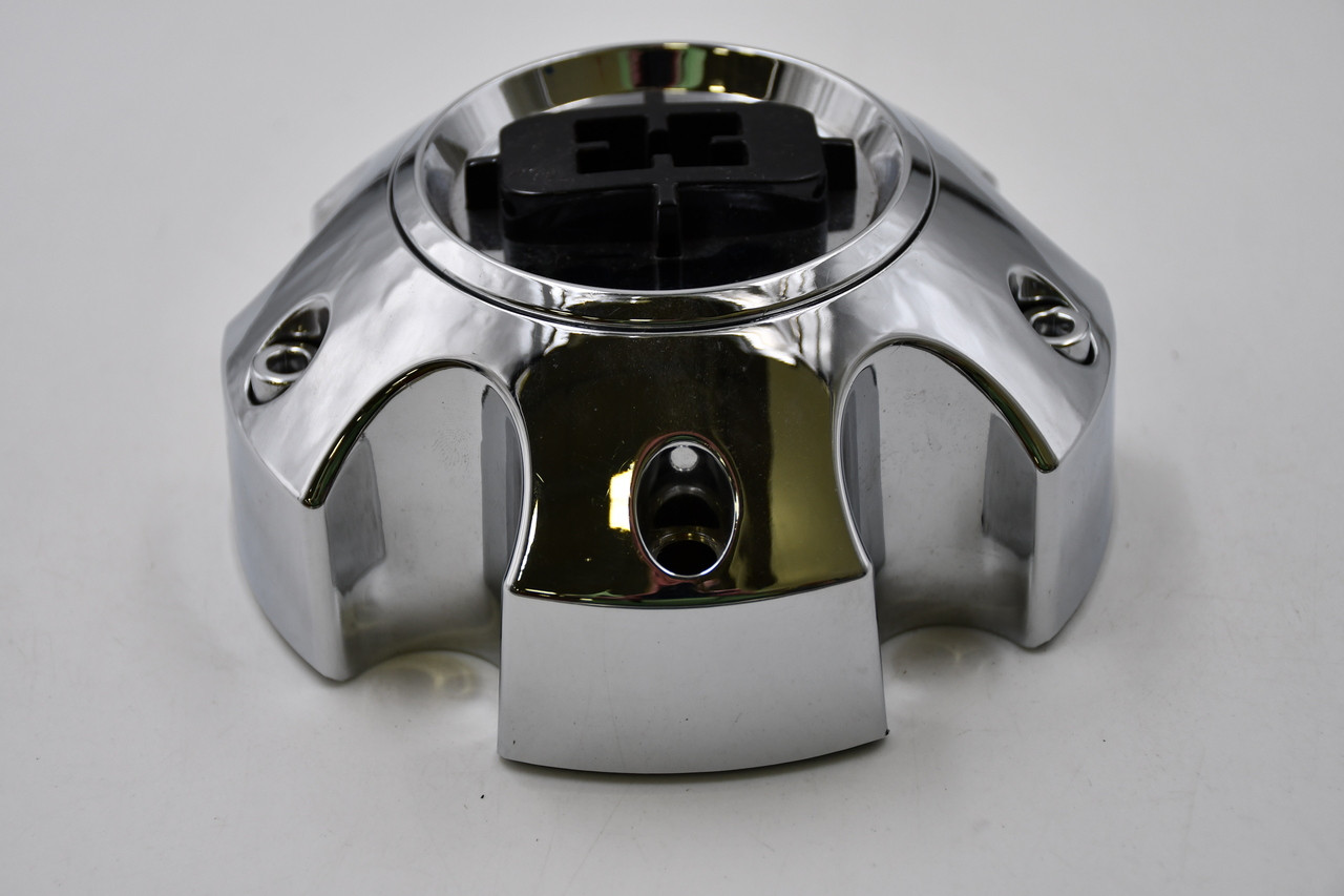 Vision Chrome w/Black Logo Wheel Center Cap Hub Cap C415-6V(U) 5.875" Vison 415 Bomb, 6 Lug