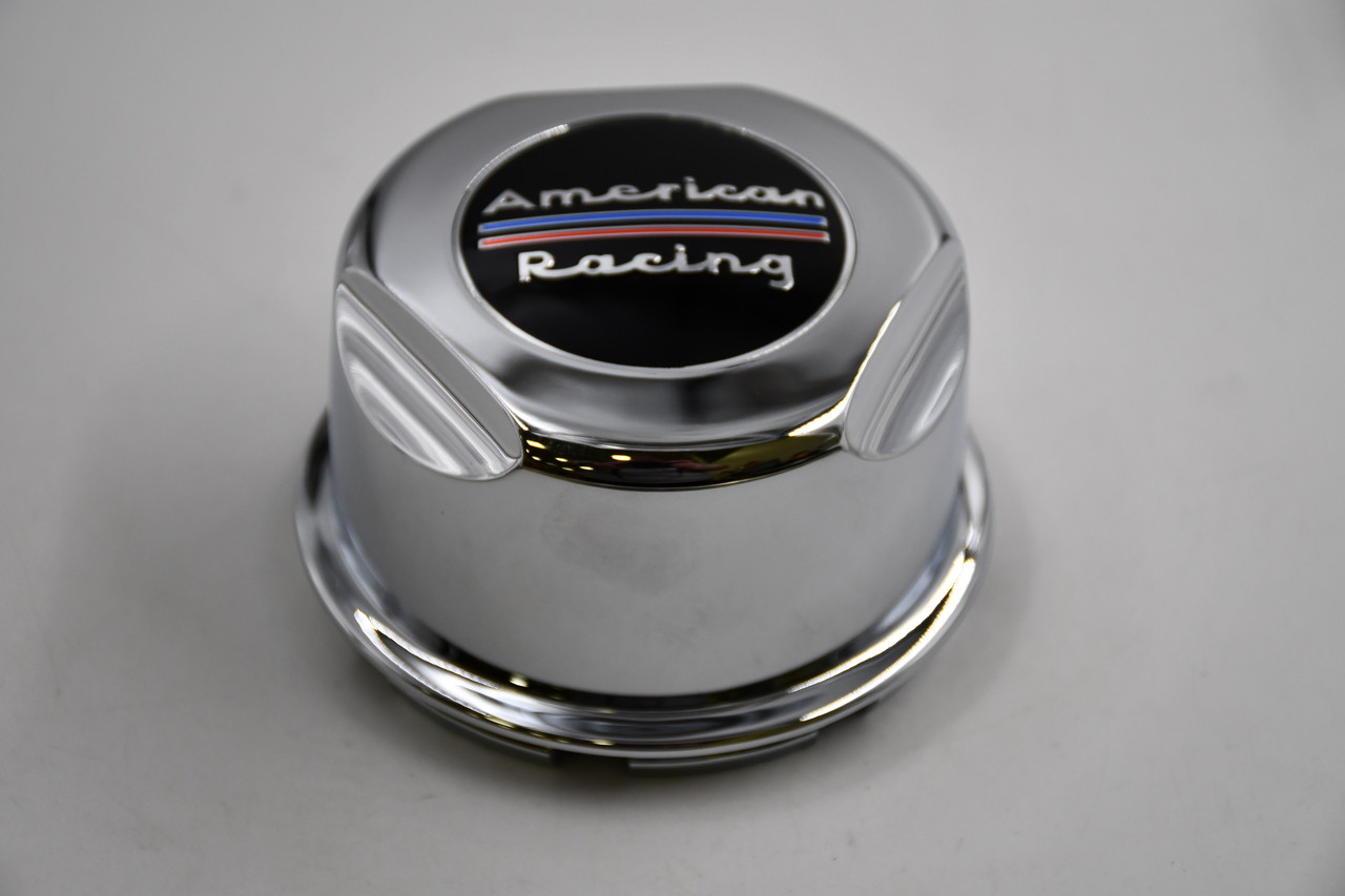 American Racing Chrome w/Black, Red,Blue,Chrome Inset Wheel Center Cap Hub Cap 1307100C 3.75"