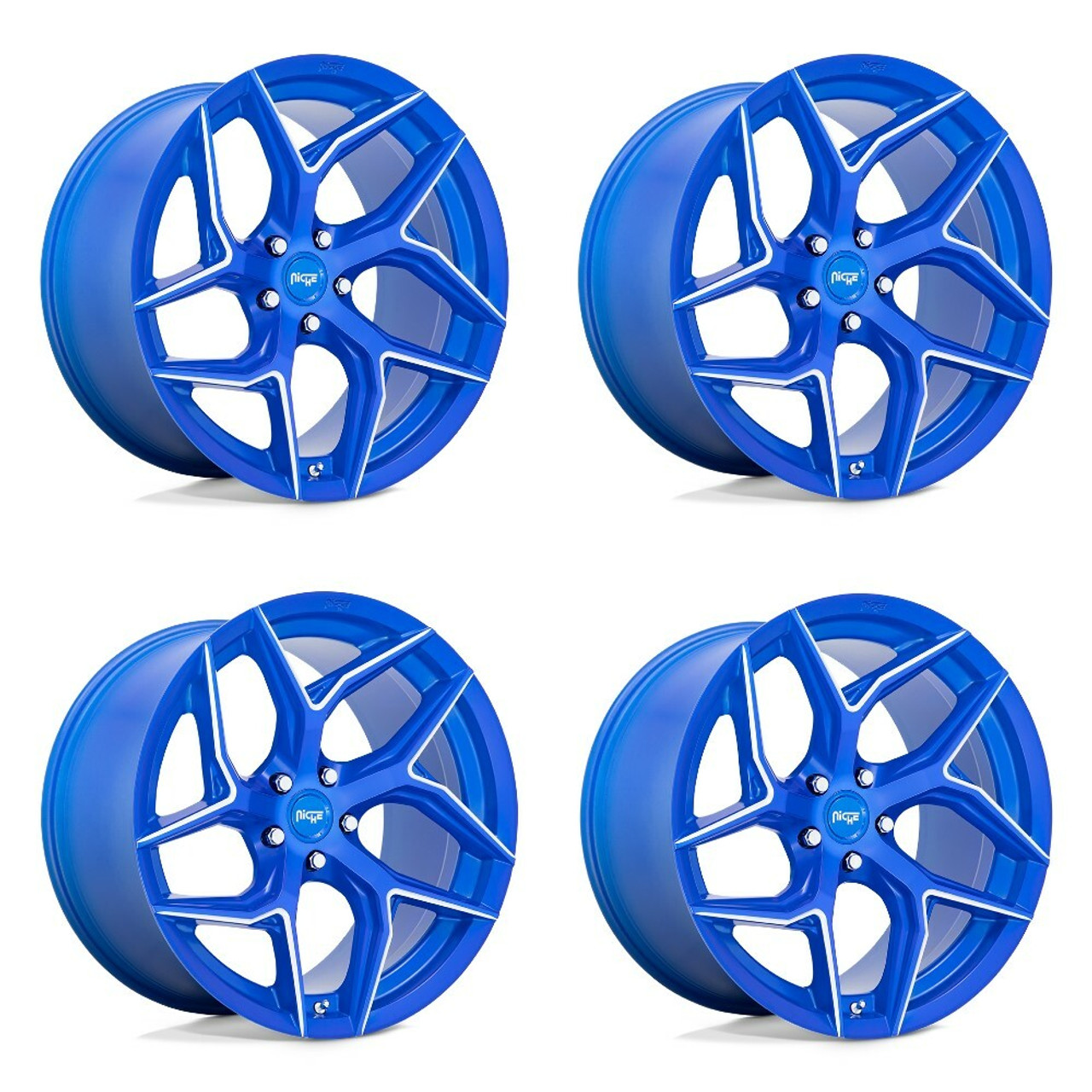 Set 4 Niche M268 Torsion 20x9 5x112 Anodized Blue Milled Wheels 20" 27mm