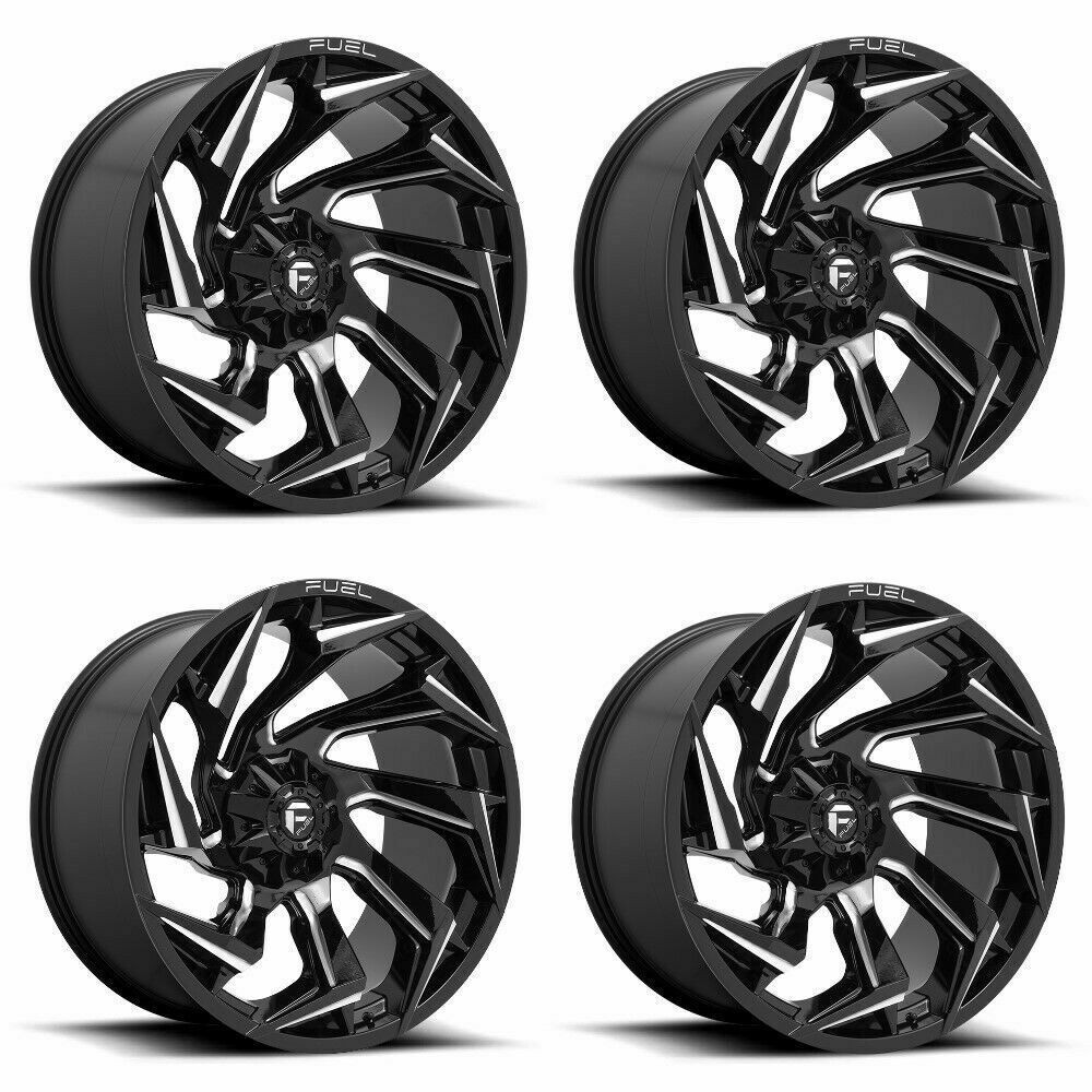 Set 4 Fuel D753 Reaction 18x9 6x135 6x5.5 Black Milled Wheels 18" -12mm
