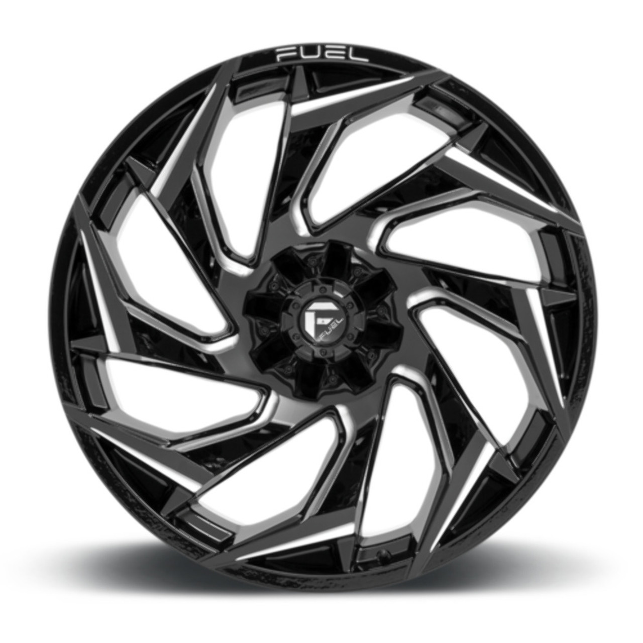 Set 4 Fuel UTV D753 Reaction 22x7 4x156 Gloss Black Milled Wheels 22" 0mm Rims