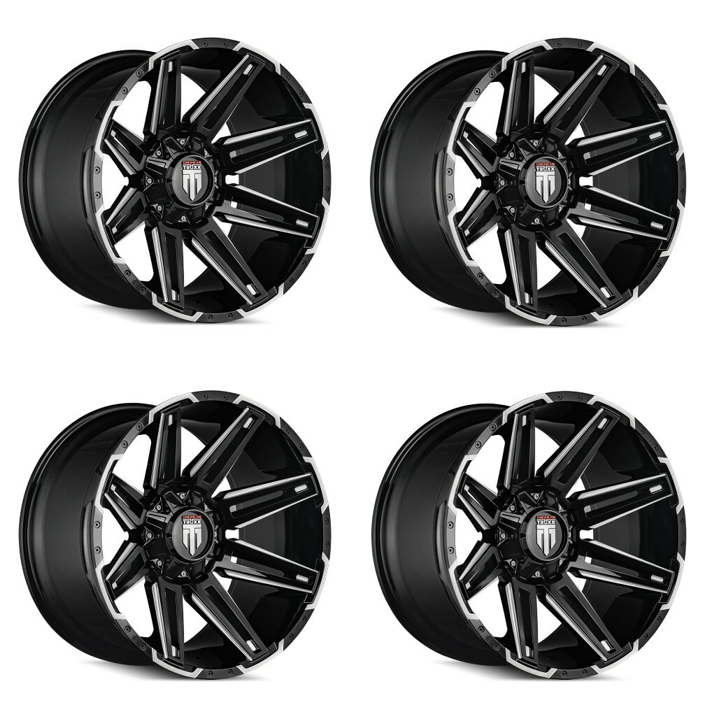 Set 4 20" American Truxx Boom 20x9 Black Milled 8x6.5 Wheels -12mm Lifted Rims