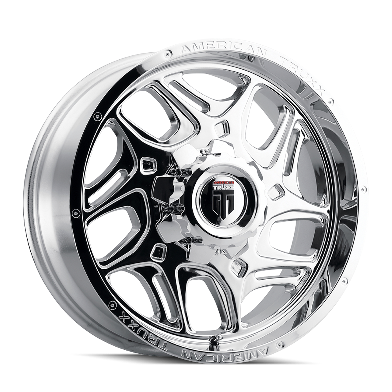 20" American Truxx Sweep 20x9 Chrome 8x6.5 Wheel -12mm For Chevy GMC Ram Rim