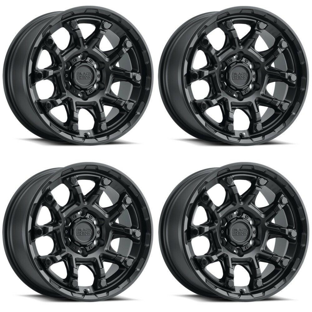 Set 4 Black Rhino Ark 20x9 6x5.5 Black W/ Black Bolts Wheels 20" 12mm