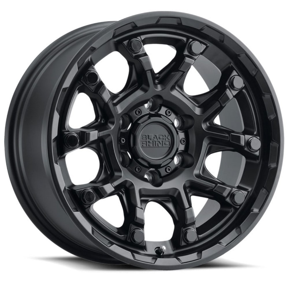 Set 4 Black Rhino Ark 20x9 6x5.5 Black W/ Black Bolts Wheels 20" 12mm